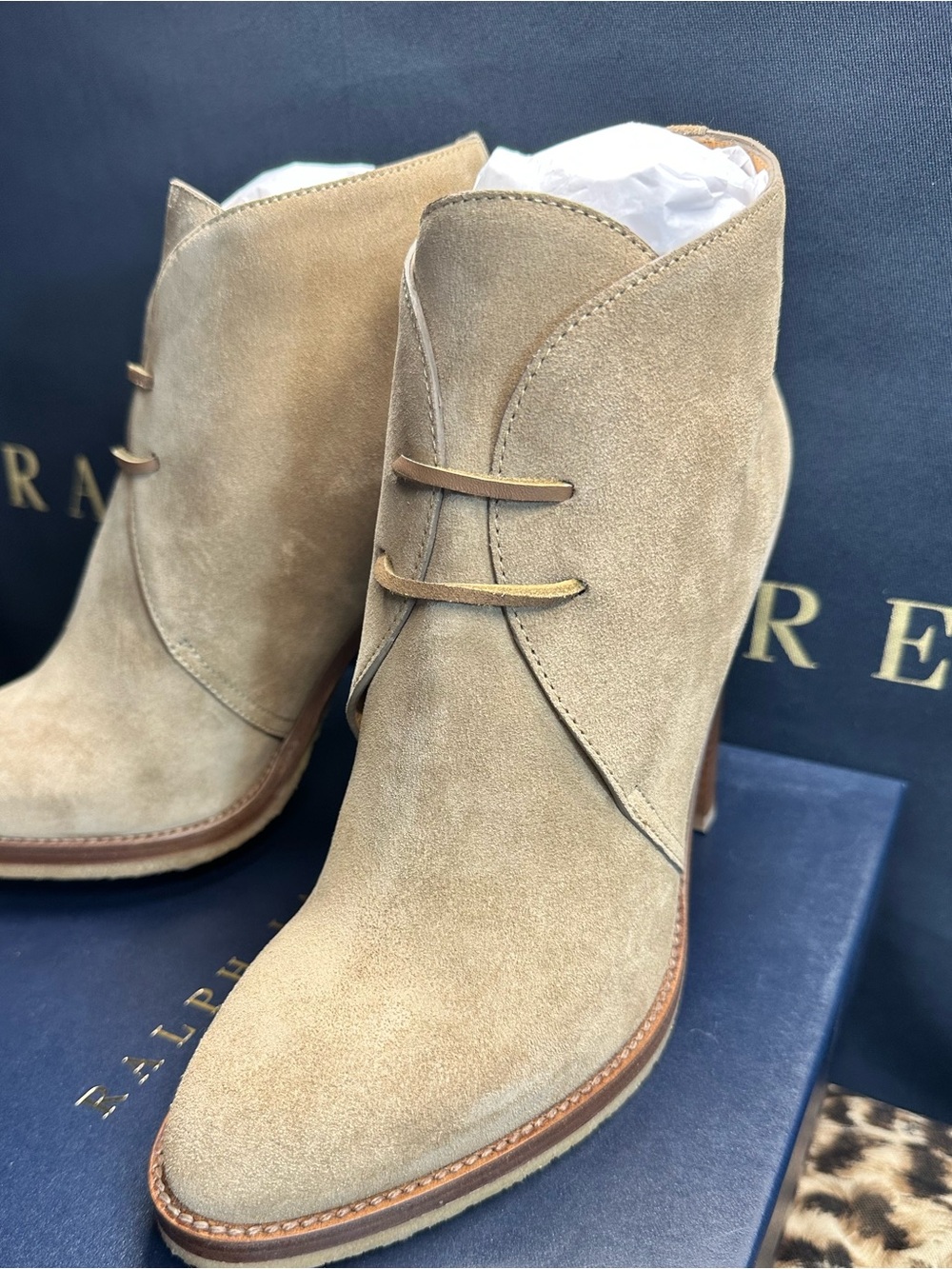 Ralph Lauren Collection Jaylen Greige Calf-Suede Bootie 40B EU/10B US NIB
